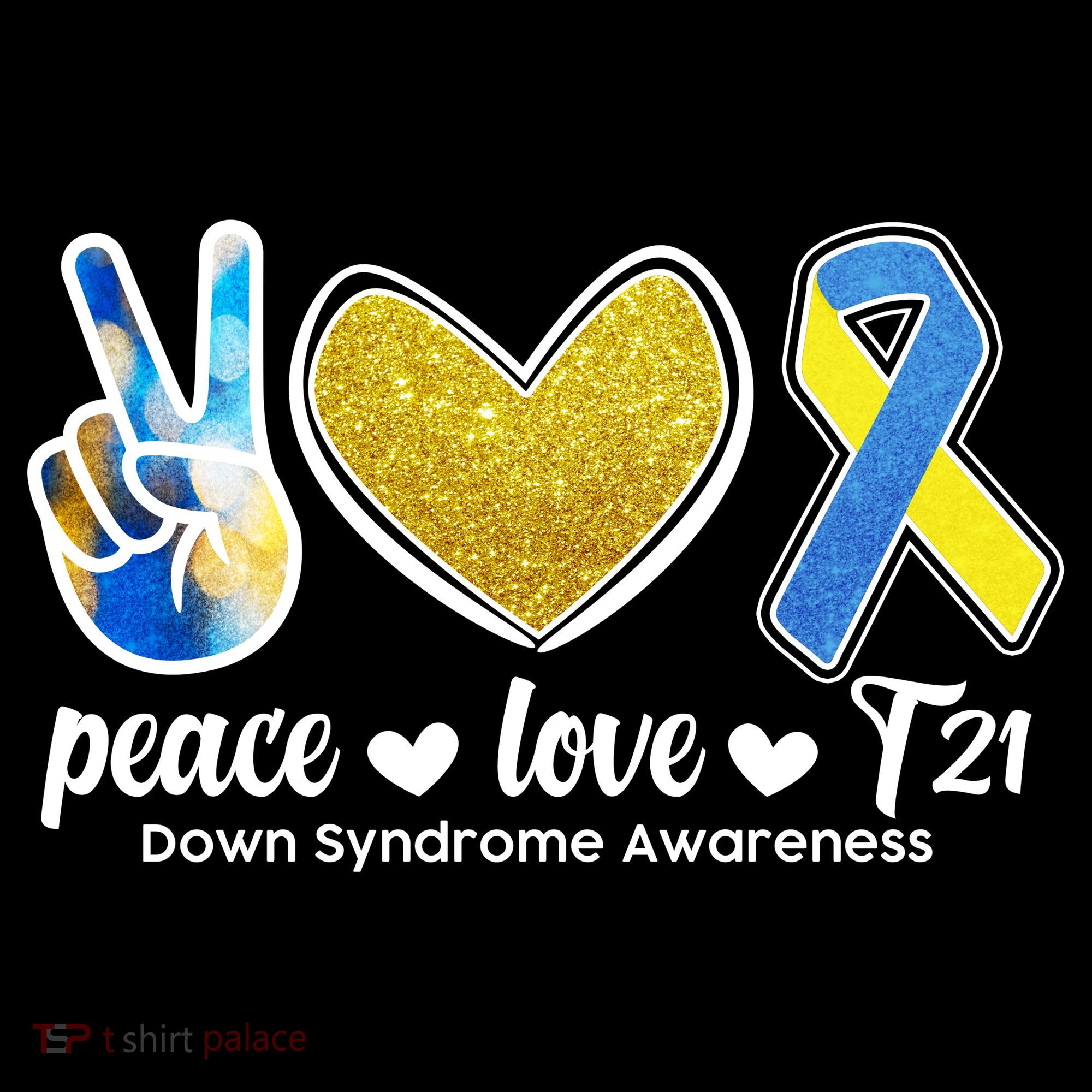 Peace Love T21 Down Syndrome Awareness Ribbon Women's Tank Top