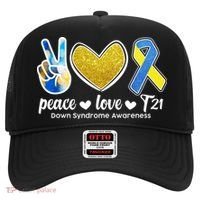 Peace Love T21 Down Syndrome Awareness Ribbon Hat thumb 0