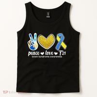 Peace Love T21 Down Syndrome Awareness Ribbon Tank Top thumb 2