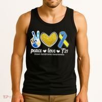 Peace Love T21 Down Syndrome Awareness Ribbon Tank Top thumb 3