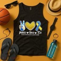 Peace Love T21 Down Syndrome Awareness Ribbon Tank Top thumb 4