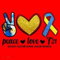 Peace Love T21 Down Syndrome Awareness Ribbon Santa Hat thumb 1