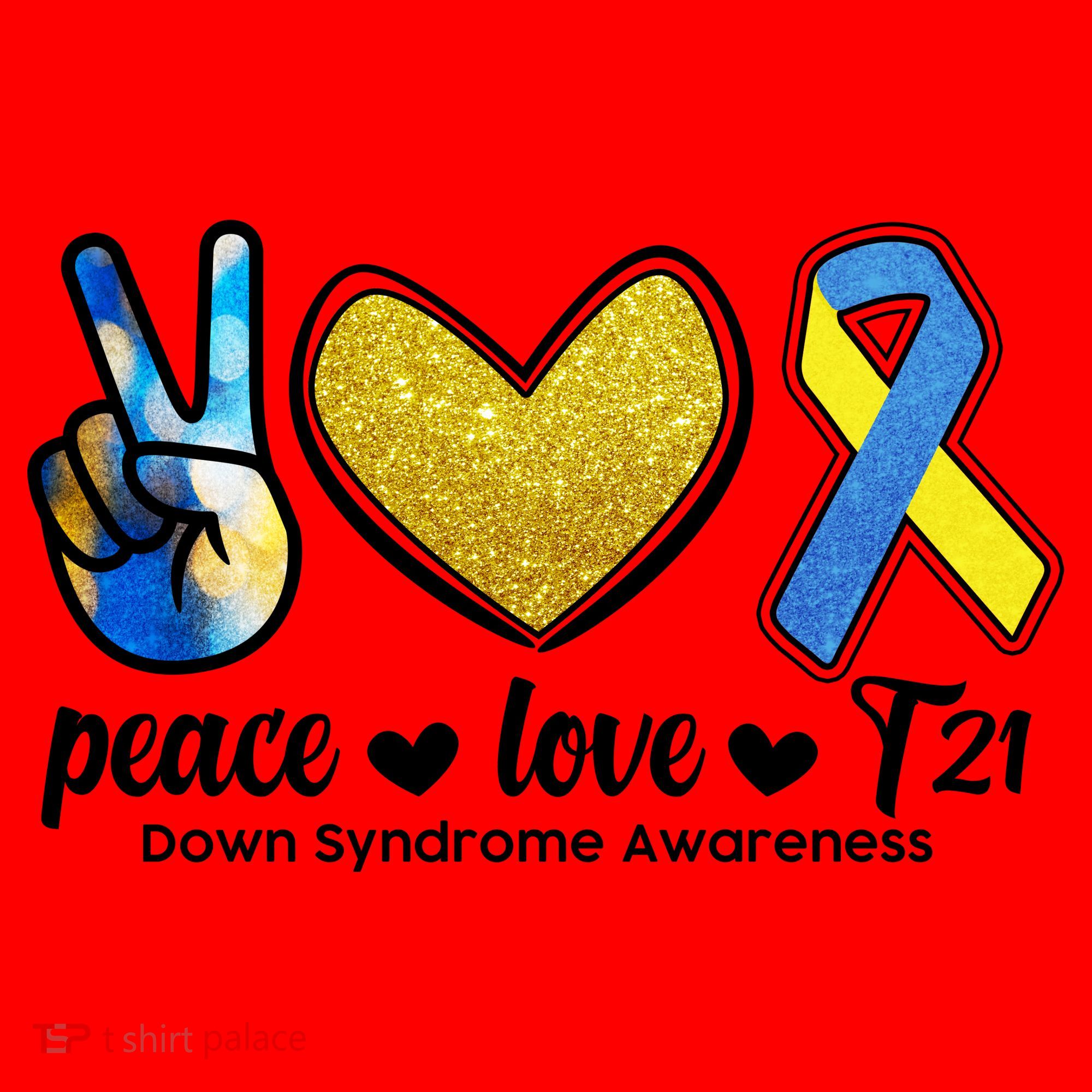 Peace Love T21 Down Syndrome Awareness Ribbon Santa Hat
