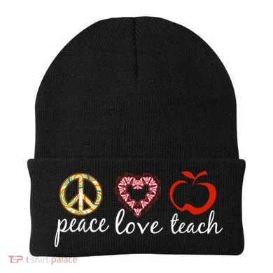 Peace Love Teach Beanie