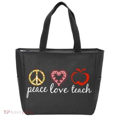 Peace Love Teach Tote Bag