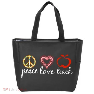 Peace Love Teach Tote Bag