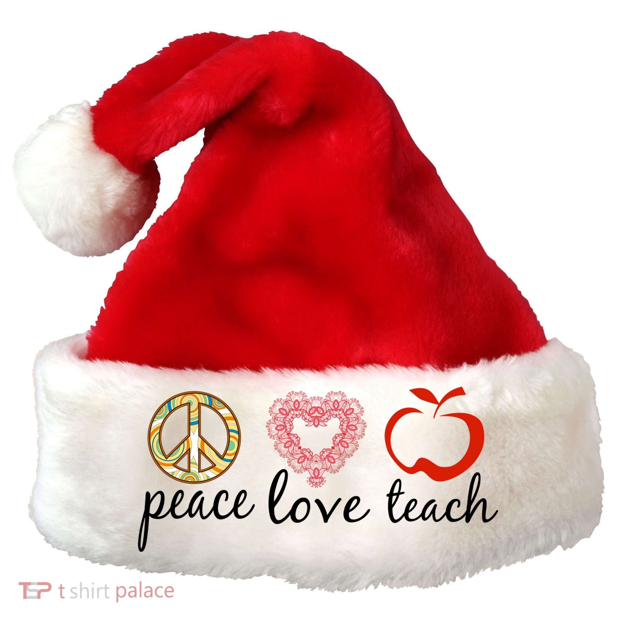 Peace Love Teach Santa Hat
