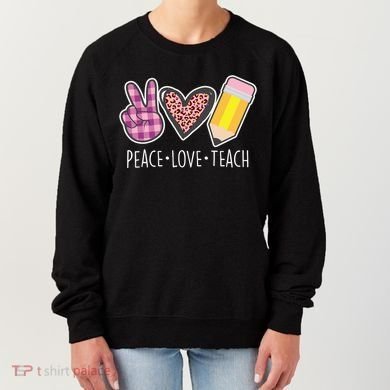 Peace Love Teach Plaid and Leopard Prints Women's Sweatshirt