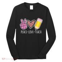 Peace Love Teach Plaid and Leopard Prints Long Sleeve Shirt thumb 0