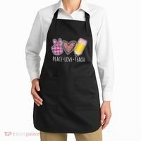 Peace Love Teach Plaid and Leopard Prints Apron thumb 2