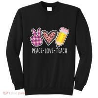 Peace Love Teach Plaid and Leopard Prints Sweatshirt thumb 0