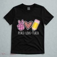 Peace Love Teach Plaid and Leopard Prints T-Shirt thumb 5