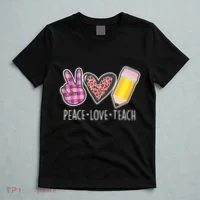 Peace Love Teach Plaid and Leopard Prints T-Shirt thumb 5