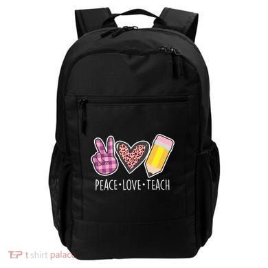 Peace Love Teach Plaid and Leopard Prints Backpack