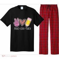 Peace Love Teach Plaid and Leopard Prints Pajama Set thumb 0