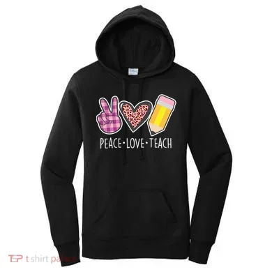 Peace Love Teach Plaid and Leopard Prints Women's Hoodie