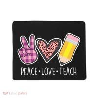Peace Love Teach Plaid and Leopard Prints Mousepad thumb 0
