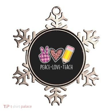 Peace Love Teach Plaid and Leopard Prints Ornament