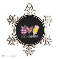 Peace Love Teach Plaid and Leopard Prints Ornament thumb 0