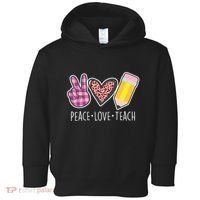 Peace Love Teach Plaid and Leopard Prints Toddler Hoodie thumb 0