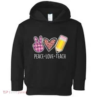 Peace Love Teach Plaid and Leopard Prints Toddler Hoodie thumb 0