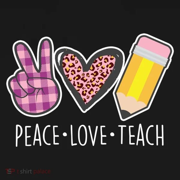 Peace Love Teach Plaid and Leopard Prints Toddler Hoodie