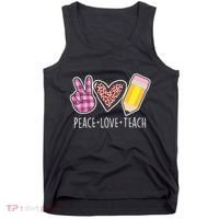 Peace Love Teach Plaid and Leopard Prints Tank Top thumb 0