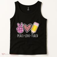 Peace Love Teach Plaid and Leopard Prints Tank Top thumb 2