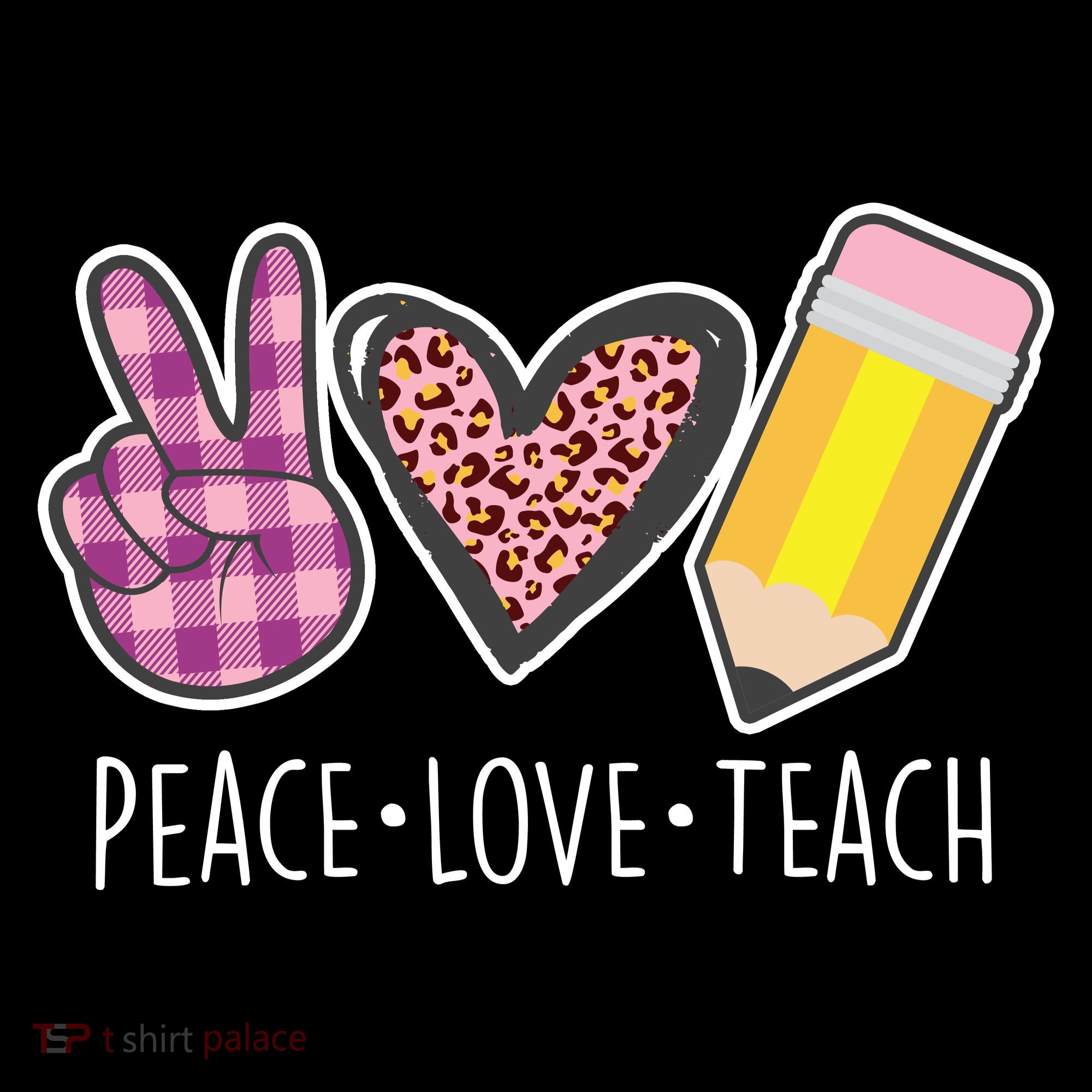Peace Love Teach Plaid and Leopard Prints Women's Long Sleeve Shirt