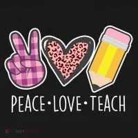 Peace Love Teach Plaid and Leopard Prints Women's T-Shirt thumb 6