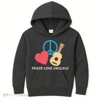 Peace Love Ukulele Kids Hoodie thumb 0