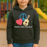 Peace Love Ukulele Kids Hoodie thumb 3