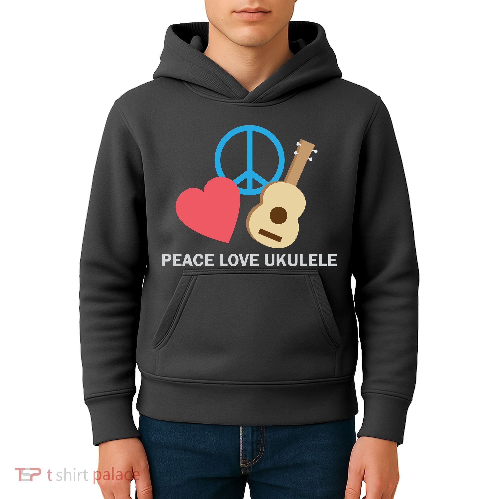 Peace Love Ukulele Kids Hoodie