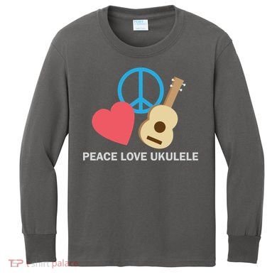 Peace Love Ukulele Kids Long Sleeve Shirt