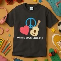 Peace Love Ukulele Kids T-Shirt thumb 3