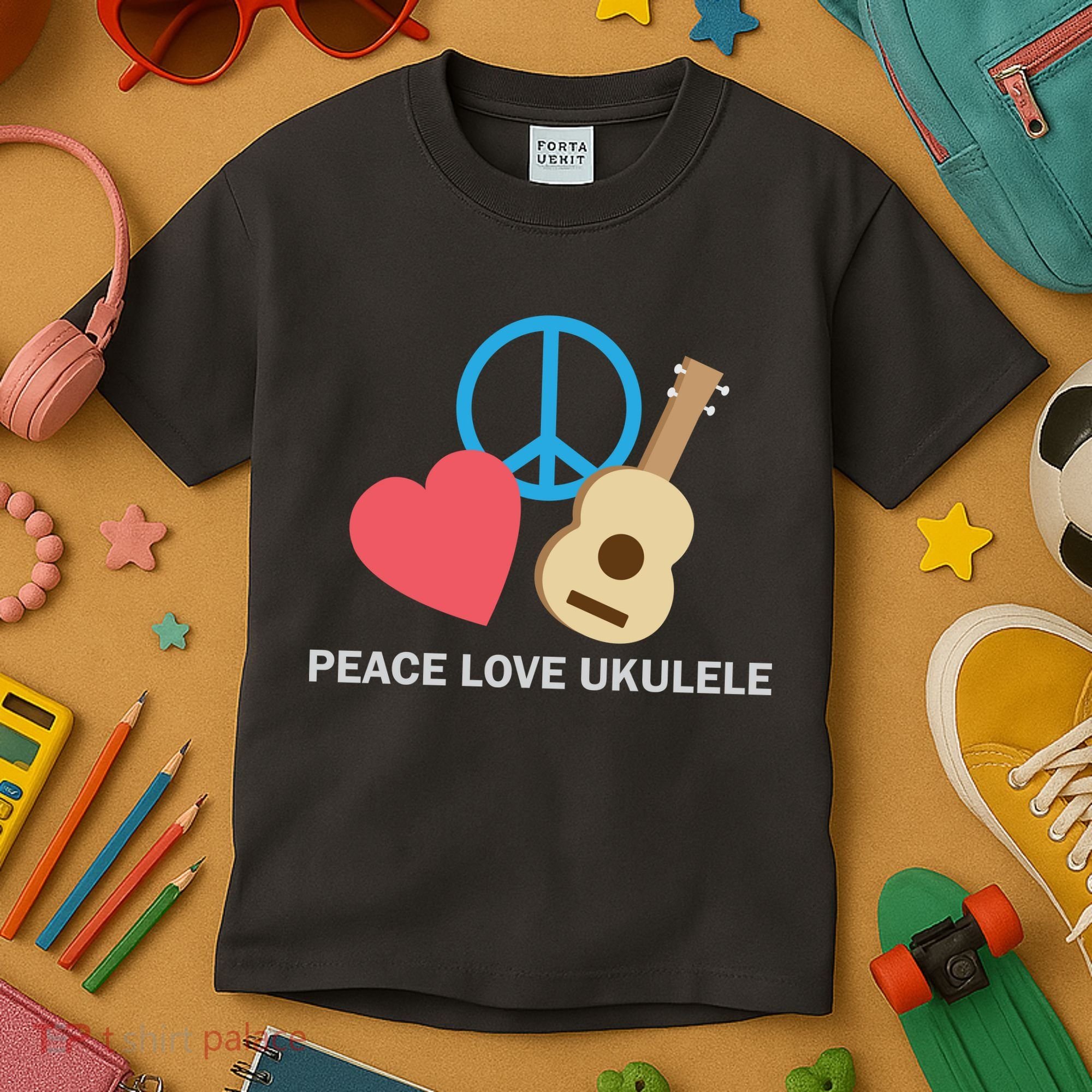 Peace Love Ukulele Kids T-Shirt