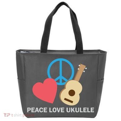 Peace Love Ukulele Tote Bag