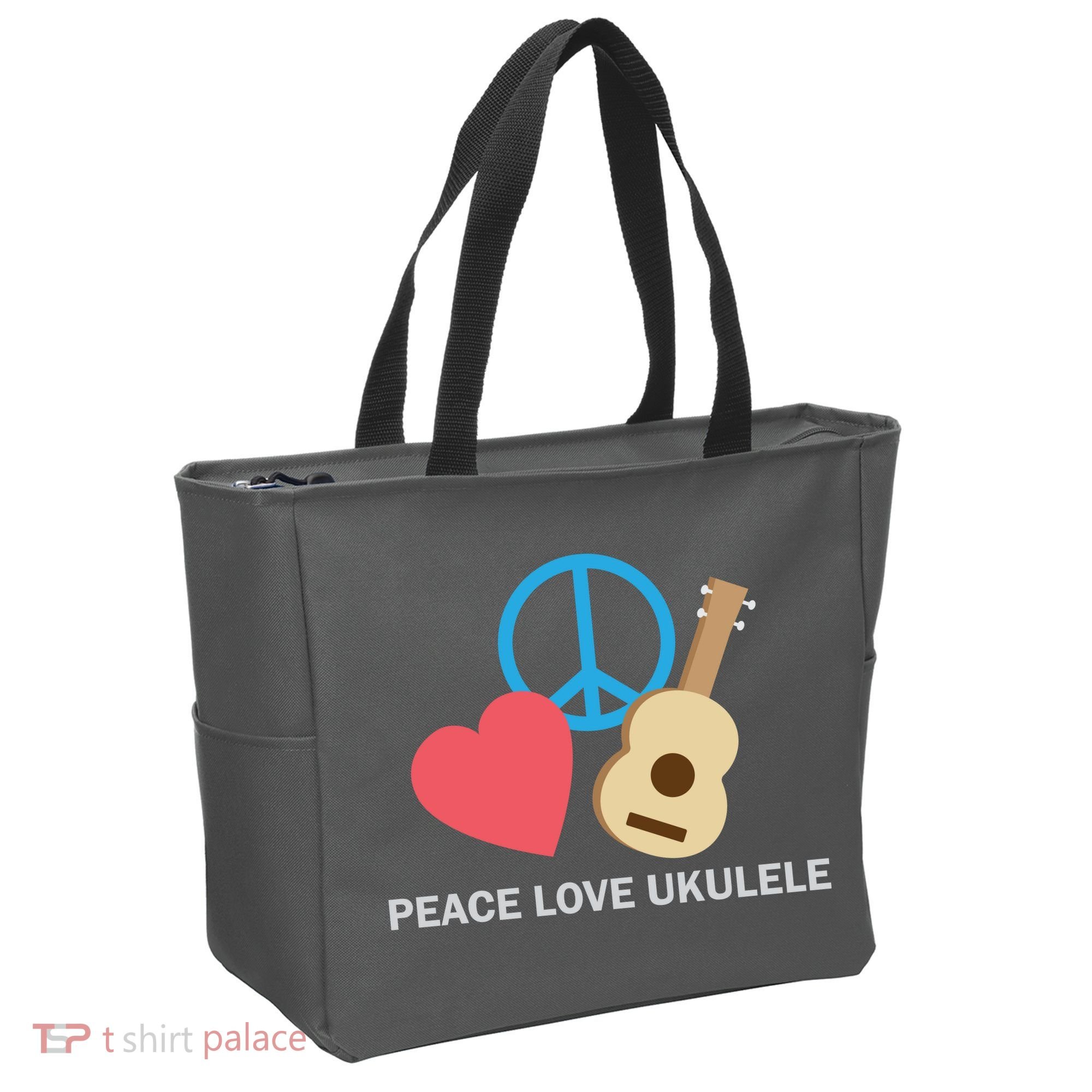Peace Love Ukulele Tote Bag
