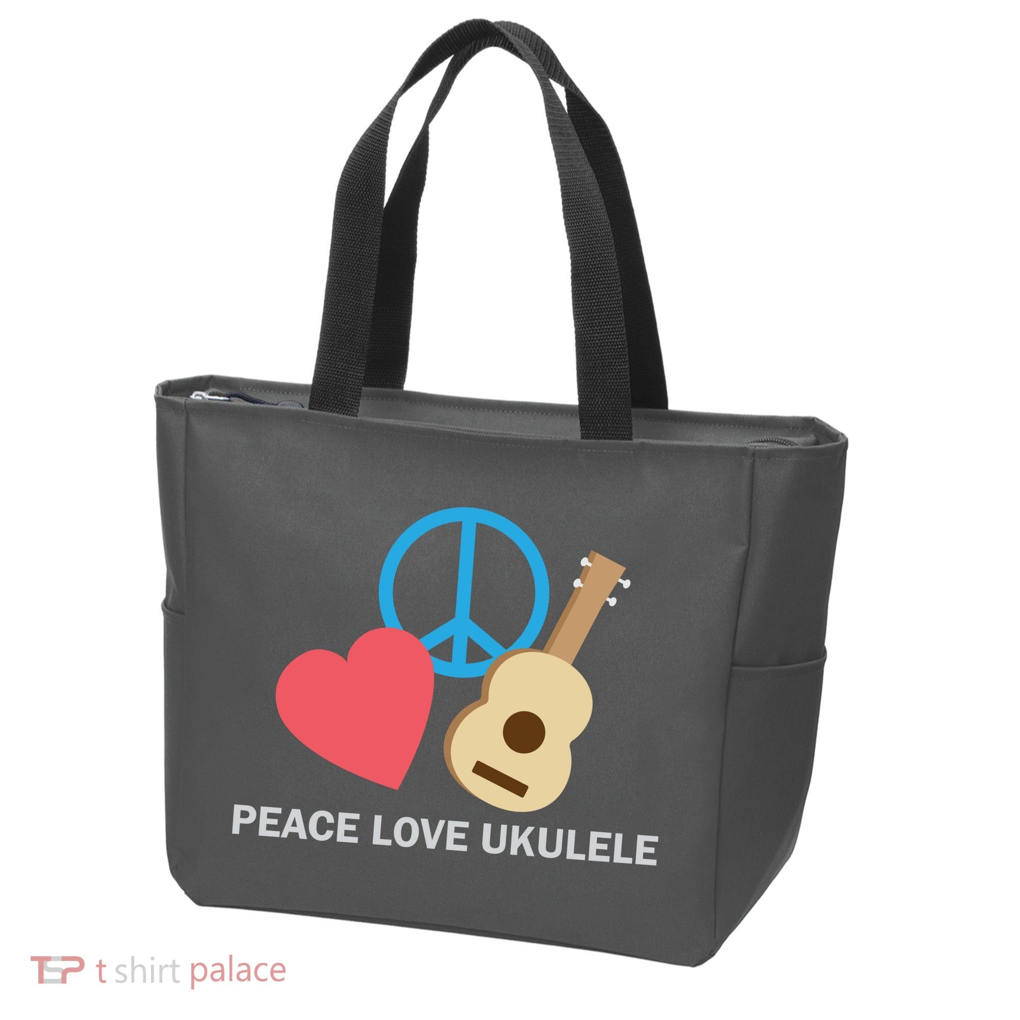 Peace Love Ukulele Tote Bag