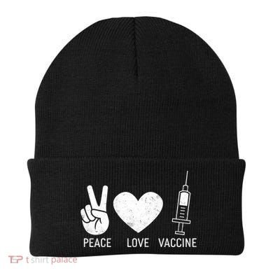 Peace Love Vaccine Shot Beanie