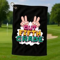 Peace Out Fifth Grade Golf Towel thumb 1