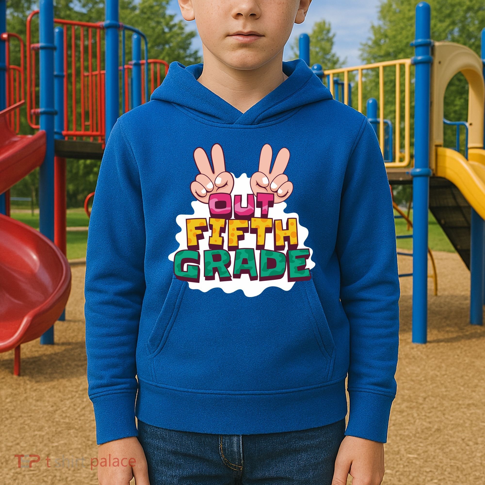 Peace Out Fifth Grade Kids Hoodie