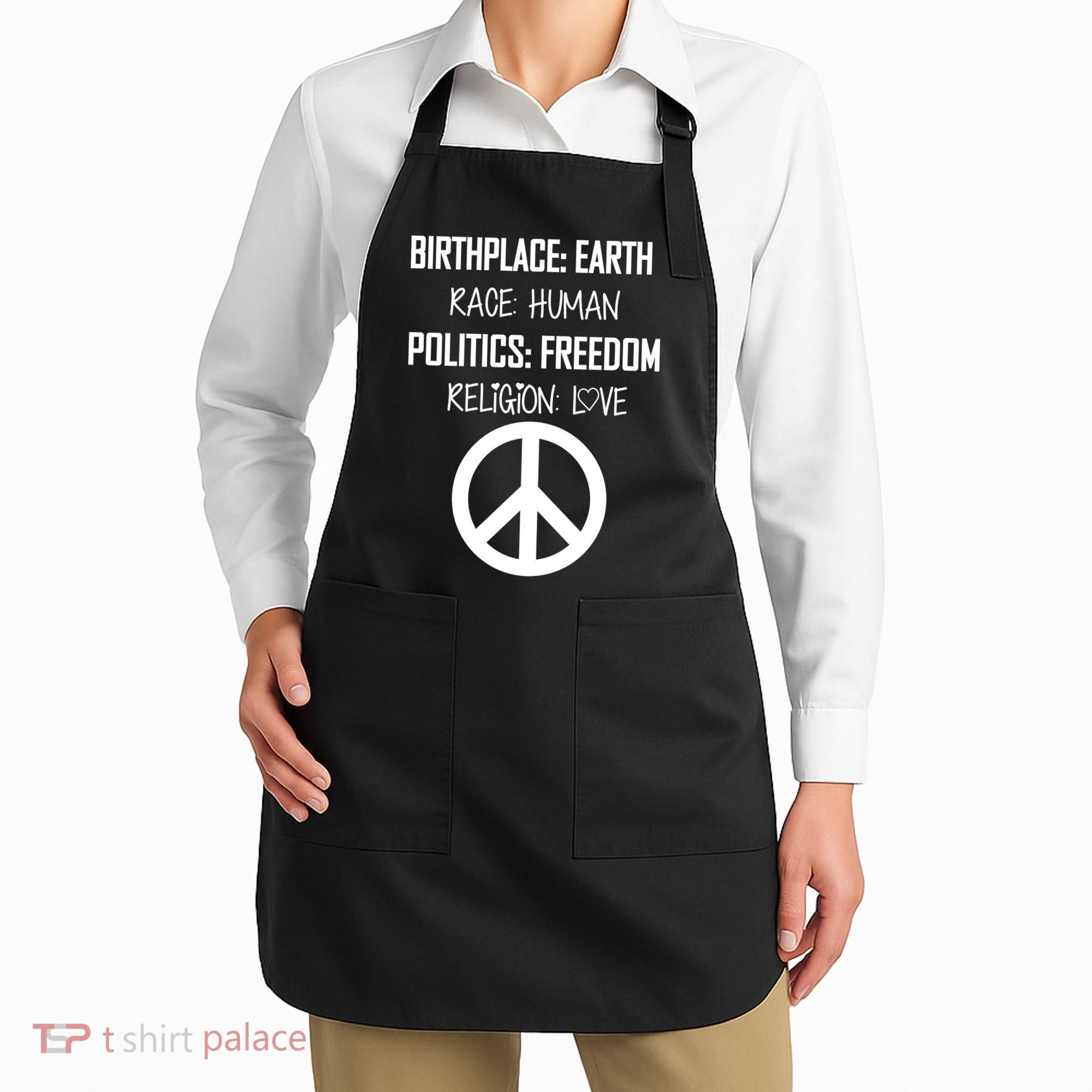 Peace Race Religion Politics Apron