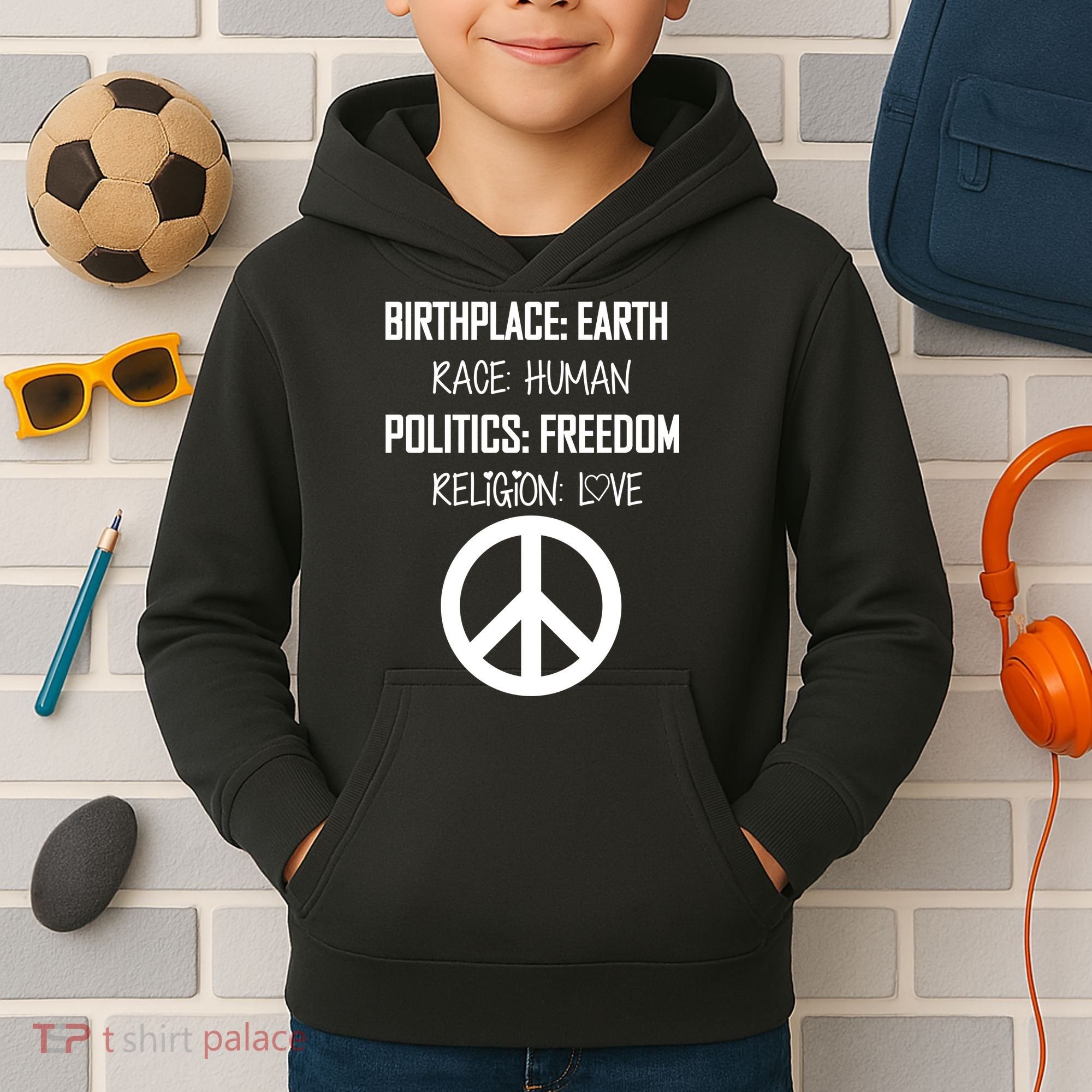 Peace Race Religion Politics Kids Hoodie