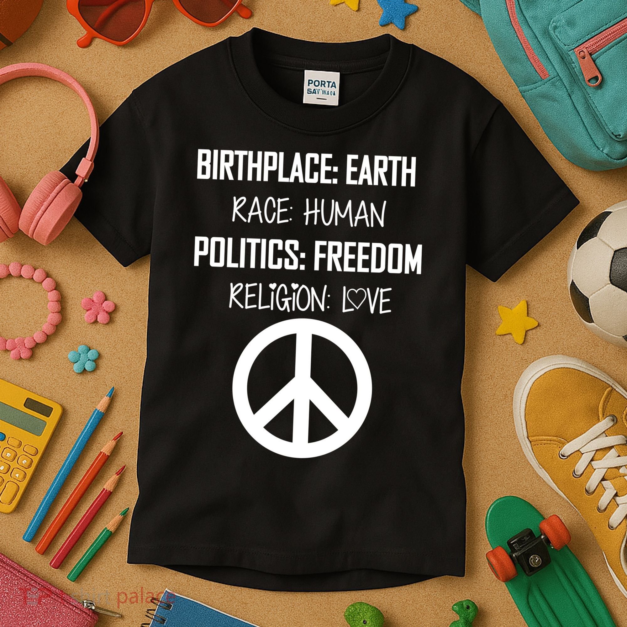 Peace Race Religion Politics Kids T-Shirt