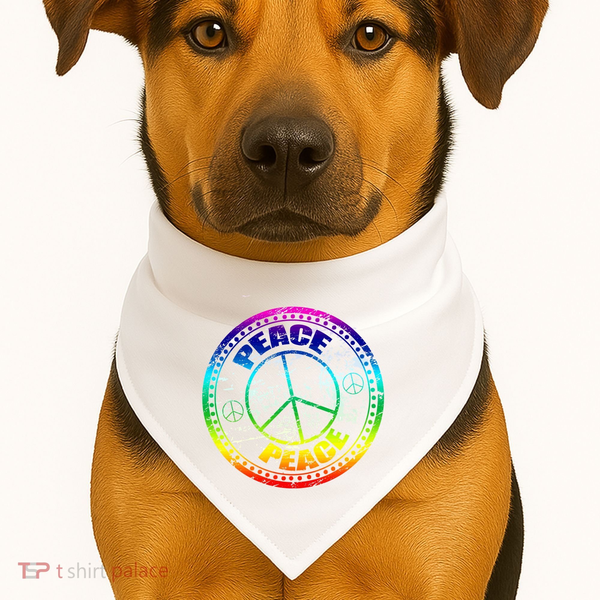 Peace Retro Tie Dyed Logo USA-Made Doggie Bandana