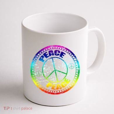 Peace Retro Tie Dyed Logo Coffee Mug back