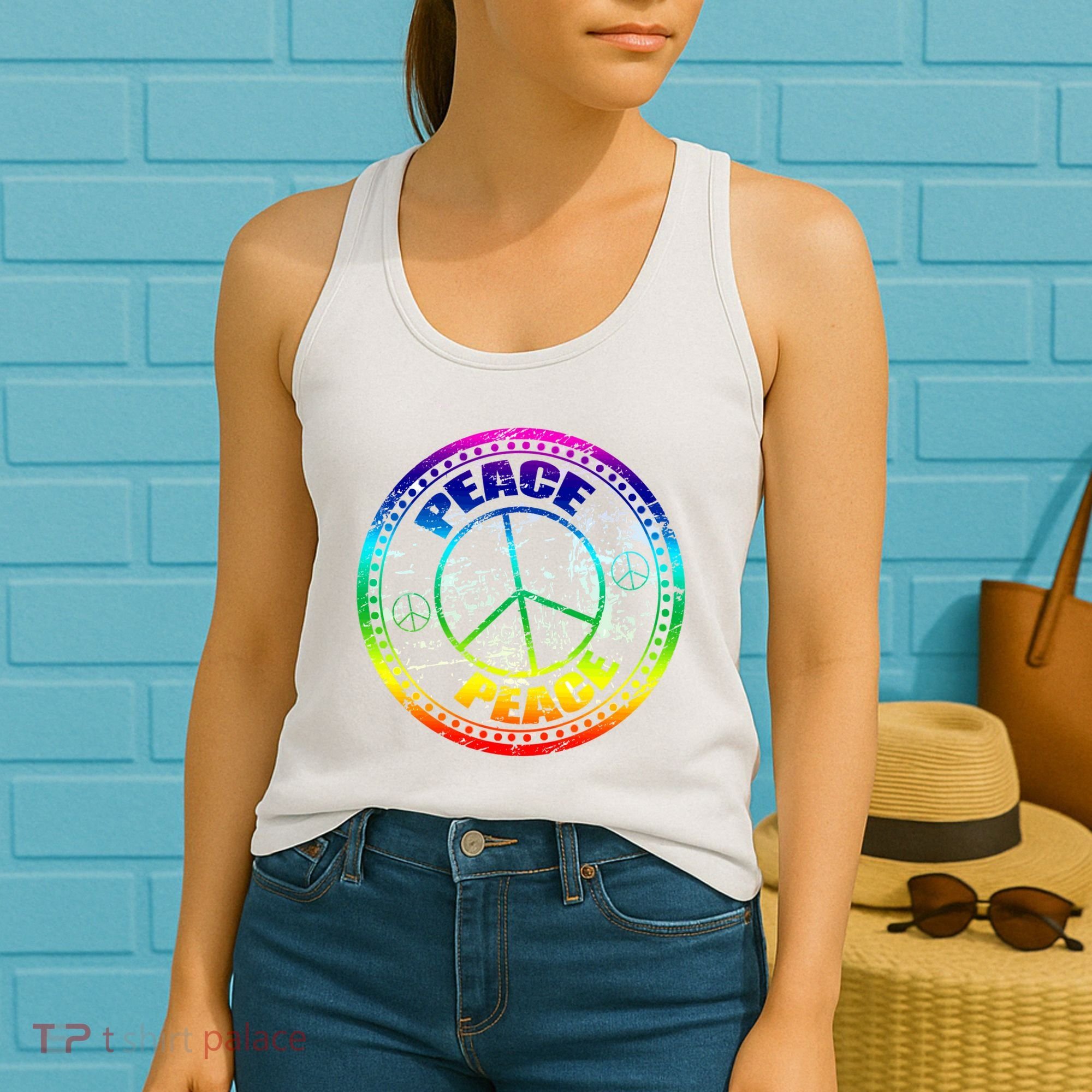 Peace Retro Tie Dyed Logo Women's Tank Top