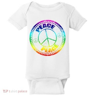 Peace Retro Tie Dyed Logo Baby Bodysuit
