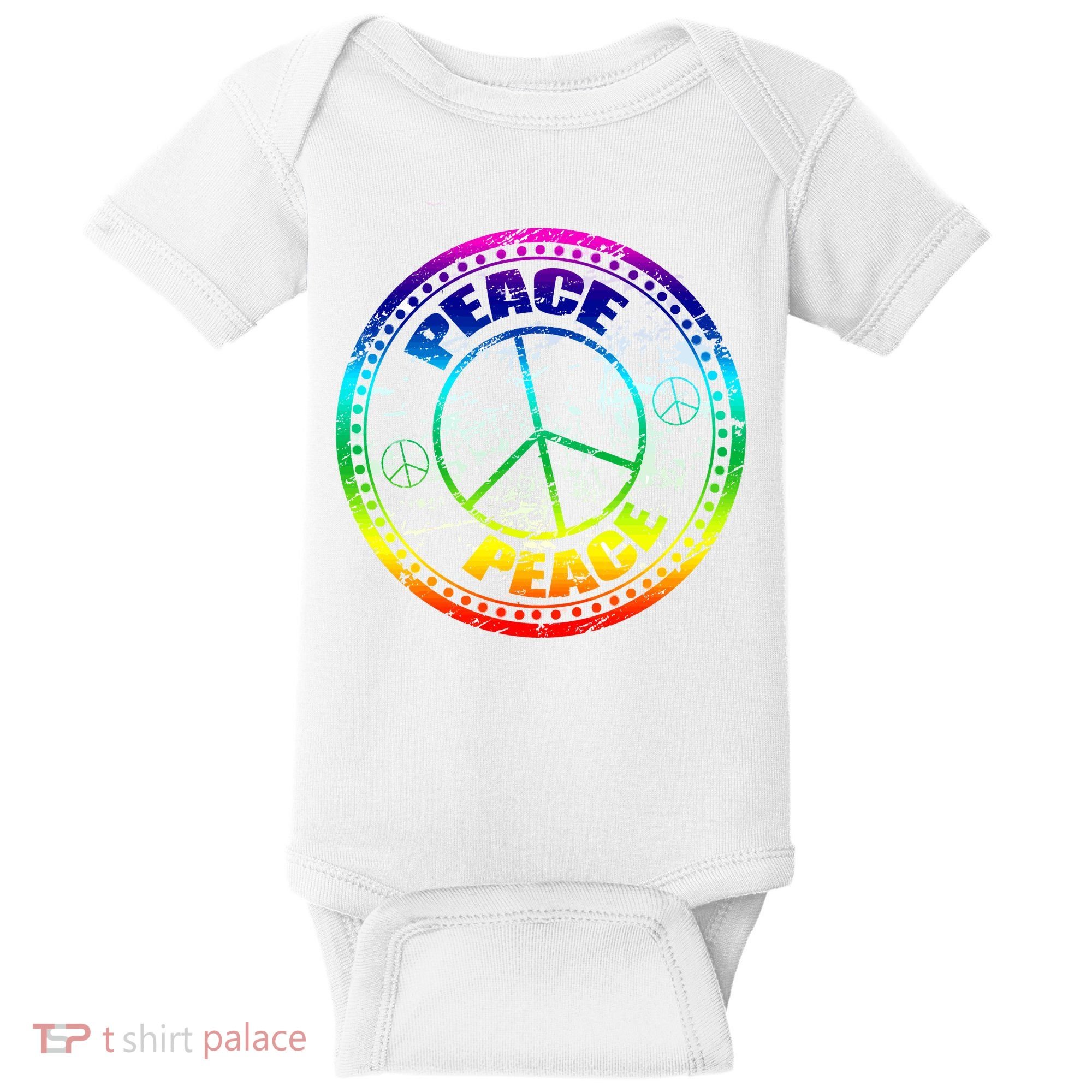 Peace Retro Tie Dyed Logo Baby Bodysuit